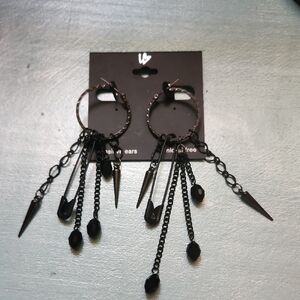 Black Edgy Dangle Earrings